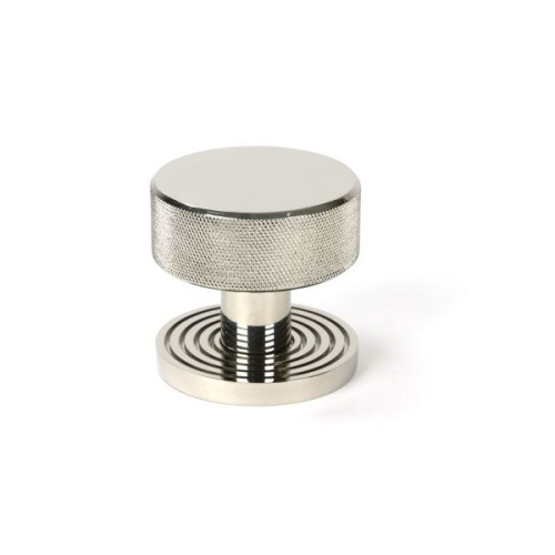 BROMPTON KNURLED MORTICE / RIM DOOR KNOBS - (4 ROSE OPTIONS)